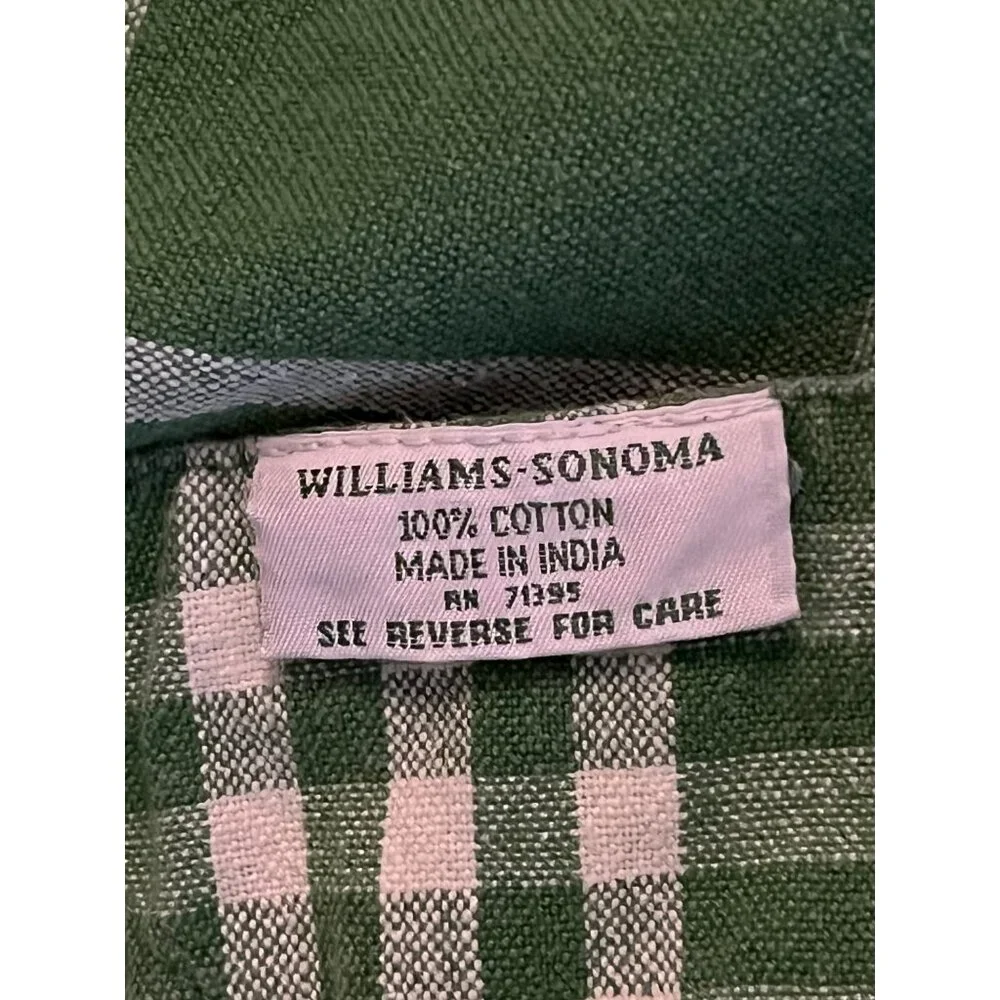 Williams Sonoma Green Plaid Floral Border Tablecloth Provence French Country Cot